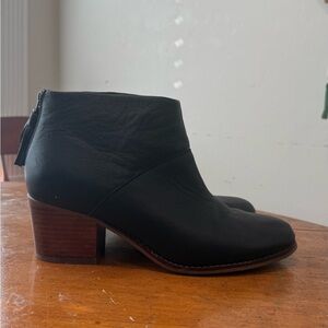 Toms Black Leather Ankle Booties